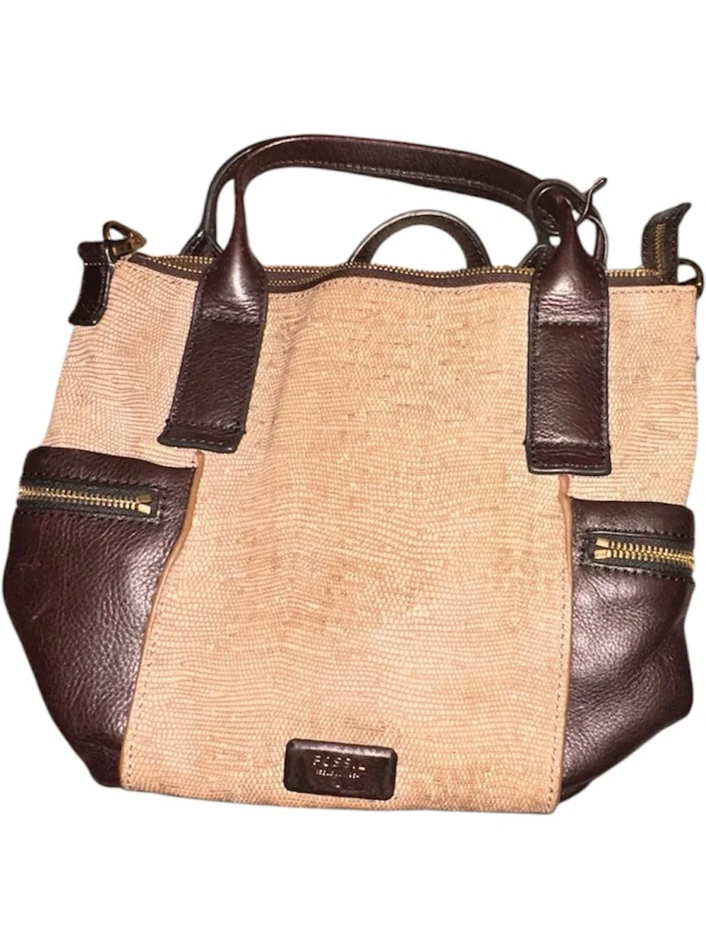 FOSSIL Emerson Satchel Golden Suede Leather Sept. 2015